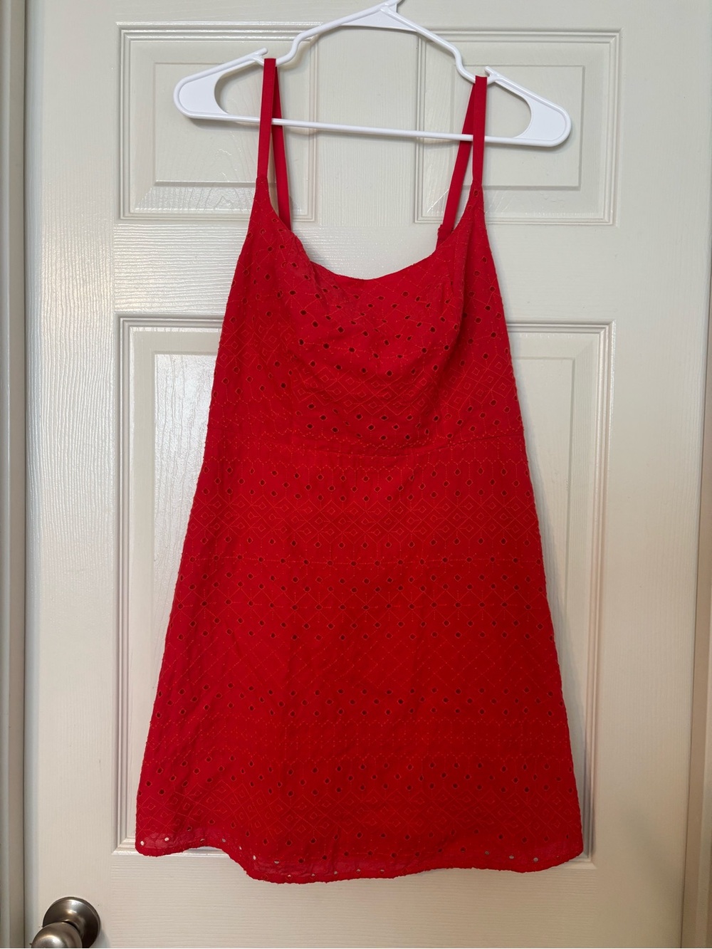 Red Eyelet Spaghetti Strap Dress